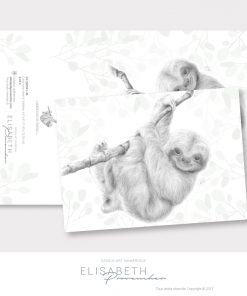 Carte de vœux paresseux «MARQUIS DE PAPOU» - Elisabeth Provencher, artiste